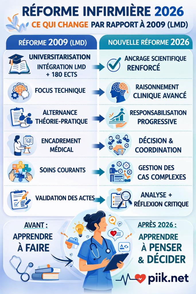 Réforme études infirmières 2026 : ce qui change vraiment par rapport à l’ancienne réforme